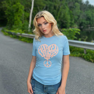 T-Shirt Unisex Jersey- Baby Blue with Peach Heart-1004-Ashley Suppa
